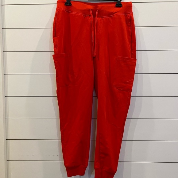 Mandala Bold Orange Jogger Scrub Pants with Drawstring Waist - Picture 1 of 4